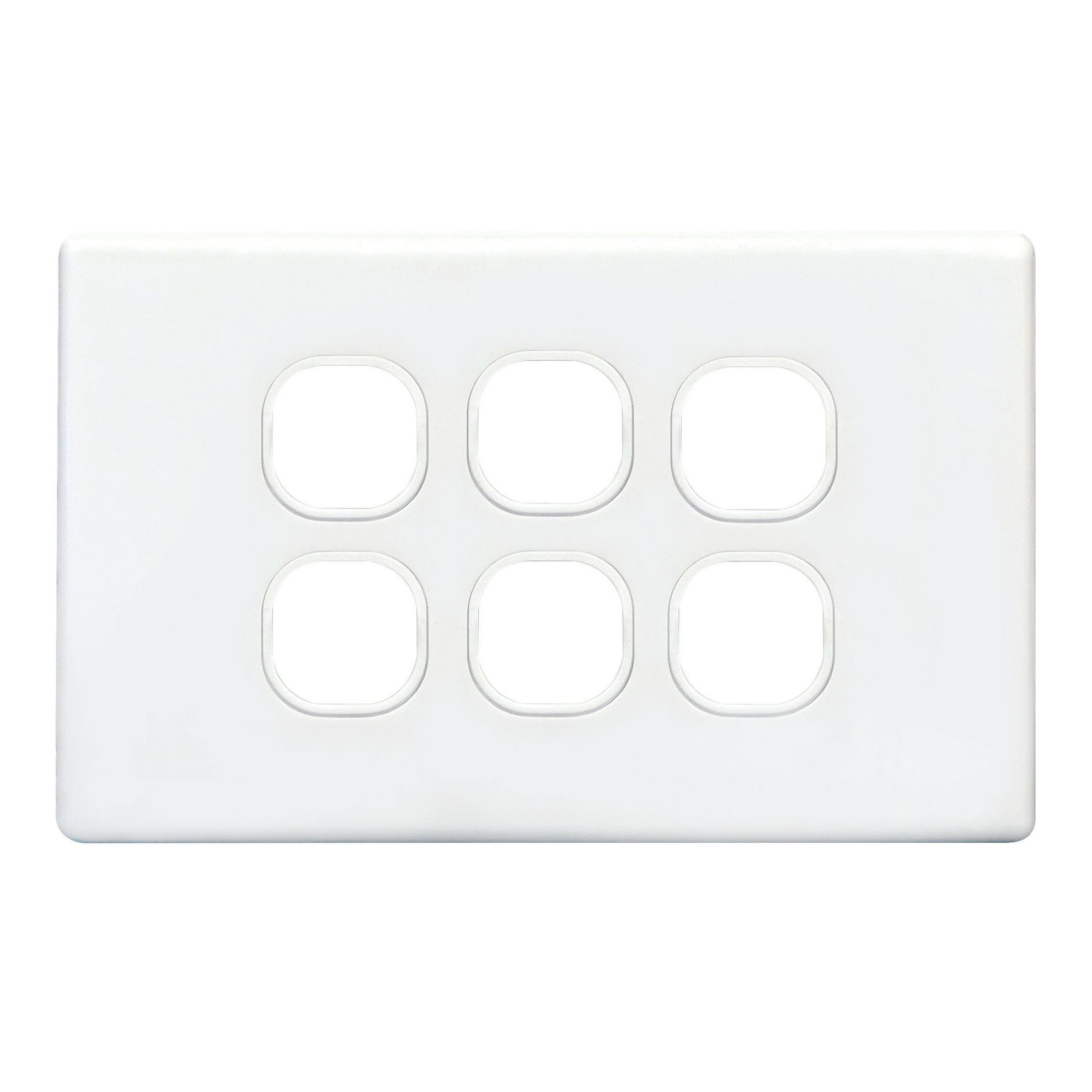 6Gang Slimline Grid & Cover Plate - White